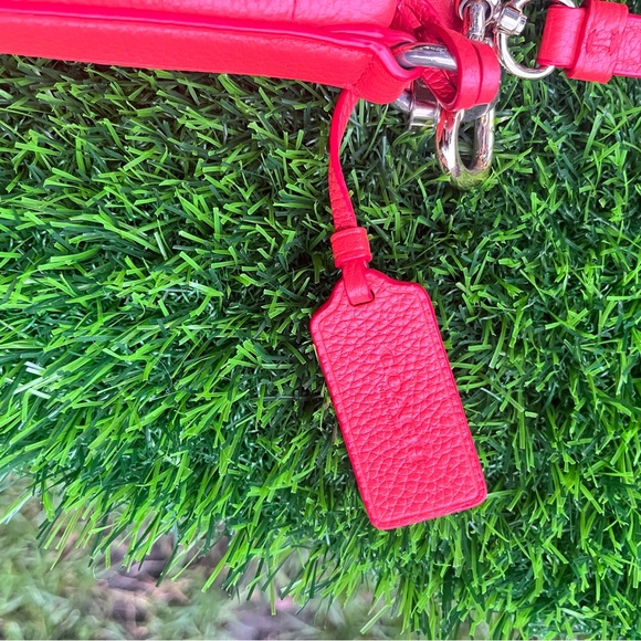 COACH PEBBLED LEATHER CROSSBODY HANDBAG PURSE GENUINE DEEP ORANGE GUC - Picture 2 of 15